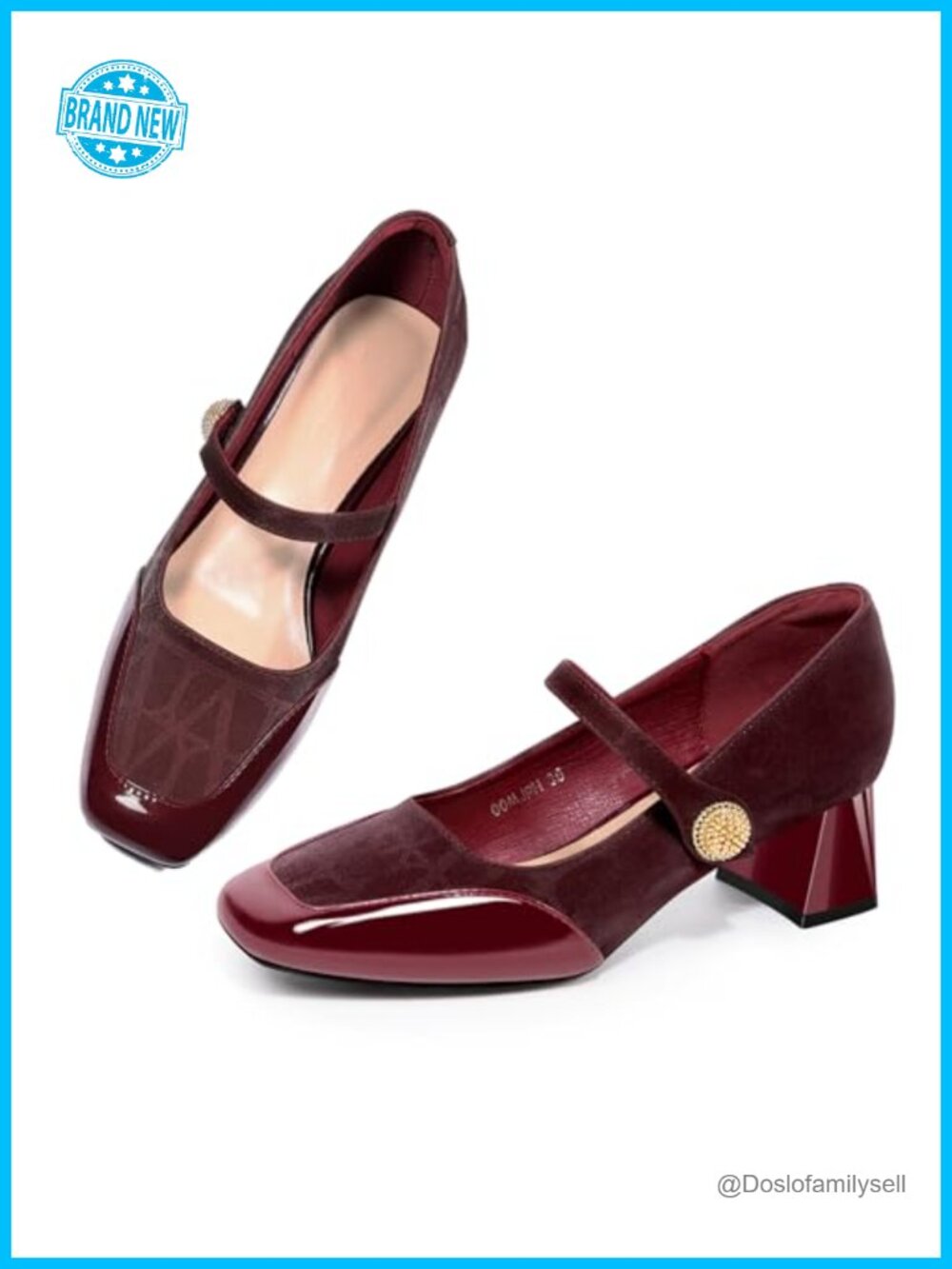 Mary Jane Chunky Block Heel Square Toe Pumps Dress Shoes Faux Leather